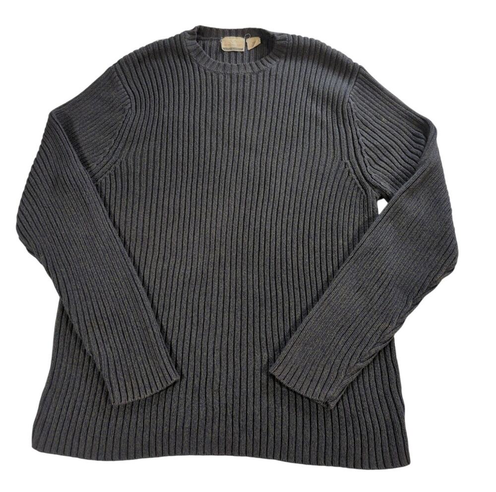 Northeast Outfitters Sweater XL Gray Cotton Rib Knit Pullover Rugged Outdoors